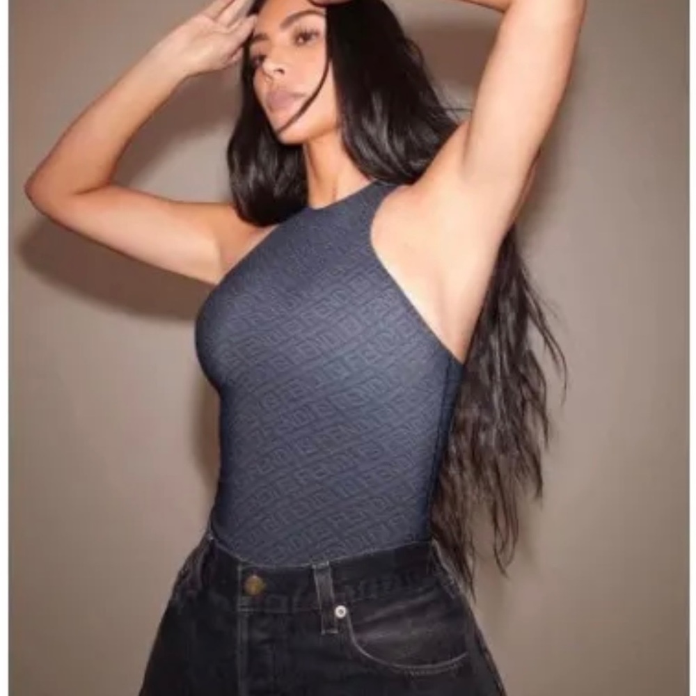 Fendi x SKIMS Mock Neck Bodysuit, black, size small. NWOT